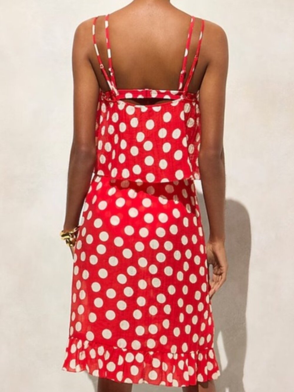 NWT J. Crew Red & White Polka Dot Cami Tank Cinched Swing Crop Womens Size XL - Picture 2 of 13